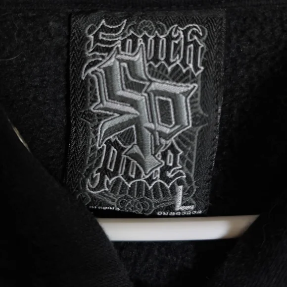 VNTG Y2K South Pole Men's Black Graphic Zip-Up Hoodie Large - Picture 2 of 5